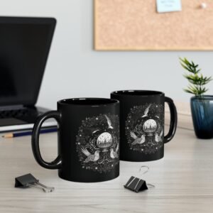 Ravens and crystal ball divination dark cottagecore witchcraft inspired Mug - 7