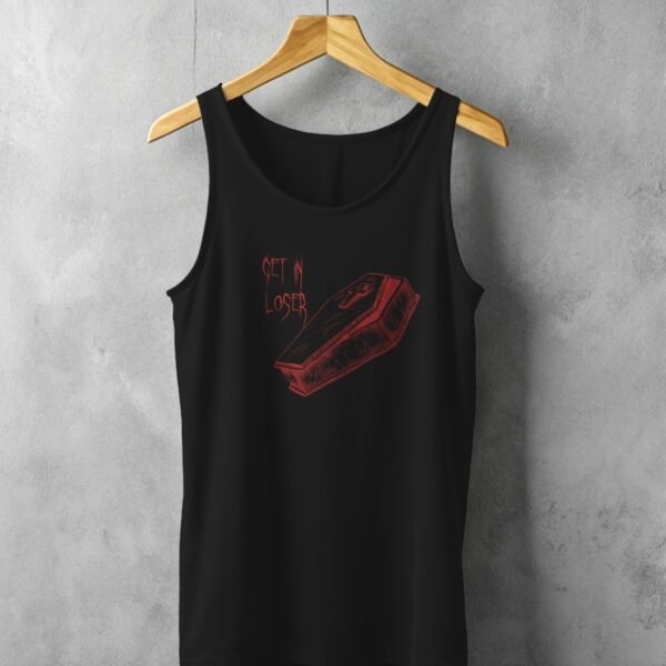 red coffin loser cool emo goth scene tank design, variation 1