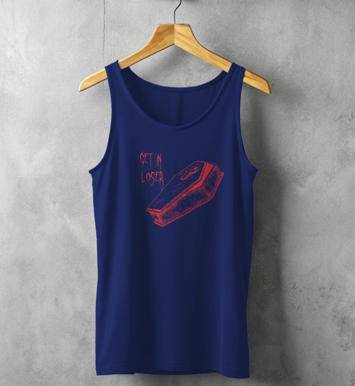 red coffin loser cool emo goth scene tank design, variation 2