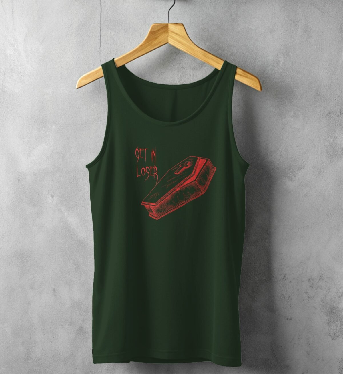 red coffin loser cool emo goth scene tank design, variation 5