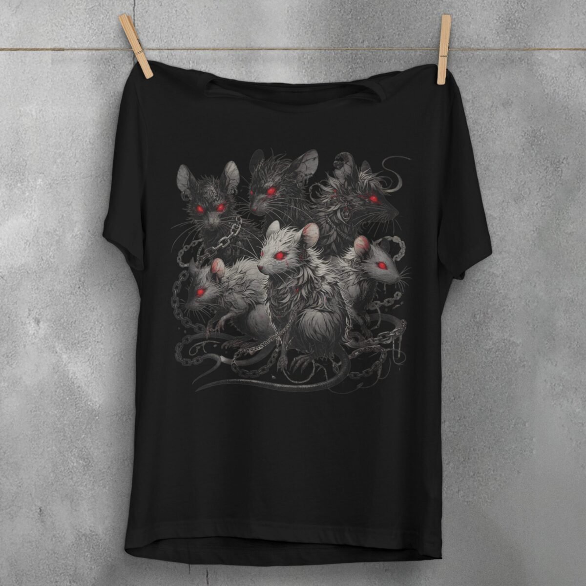 shadow coven rats red eyes intrigue gothic pagan t-shirt design, variation 1