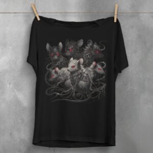 shadow coven rats red eyes intrigue gothic pagan t-shirt design, variation 1
