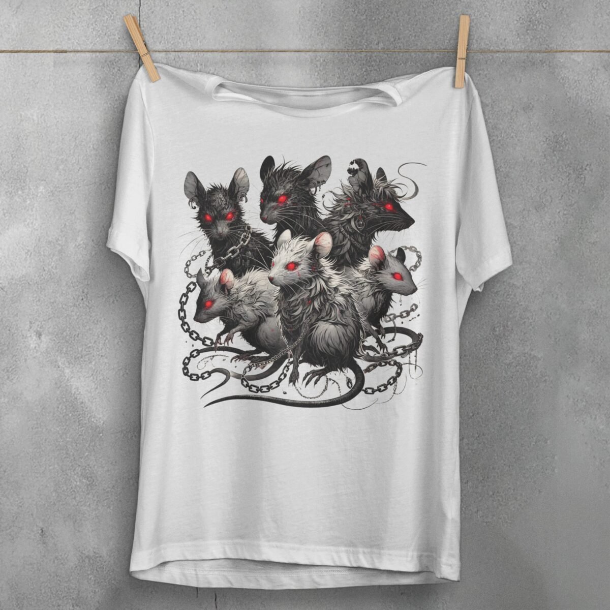 shadow coven rats red eyes intrigue gothic pagan t-shirt design, variation 2