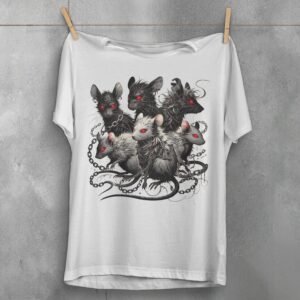 shadow coven rats red eyes intrigue gothic pagan t-shirt design, variation 2