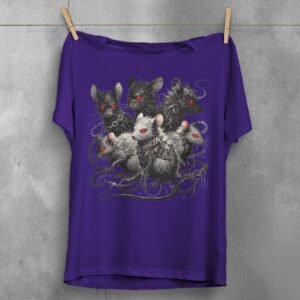 shadow coven rats red eyes intrigue gothic pagan t-shirt design, variation 5
