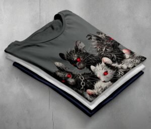 shadow coven rats red eyes intrigue gothic pagan t-shirt design, variation 7