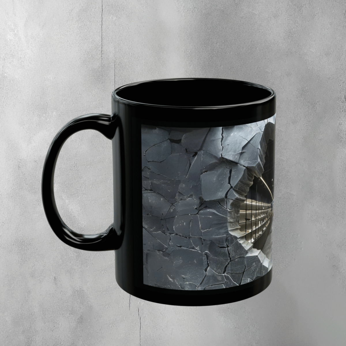 Shattered Reality Unveiled Modern Dark Aesthetic Art Piece Mug - 1
