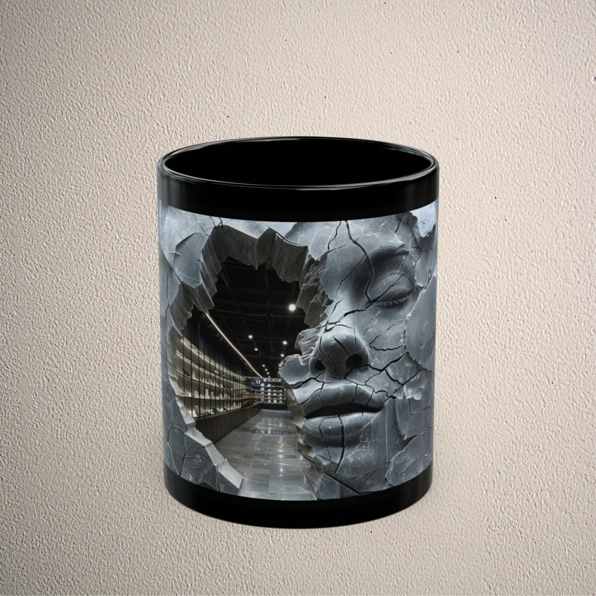 Shattered Reality Unveiled Modern Dark Aesthetic Art Piece Mug - 2