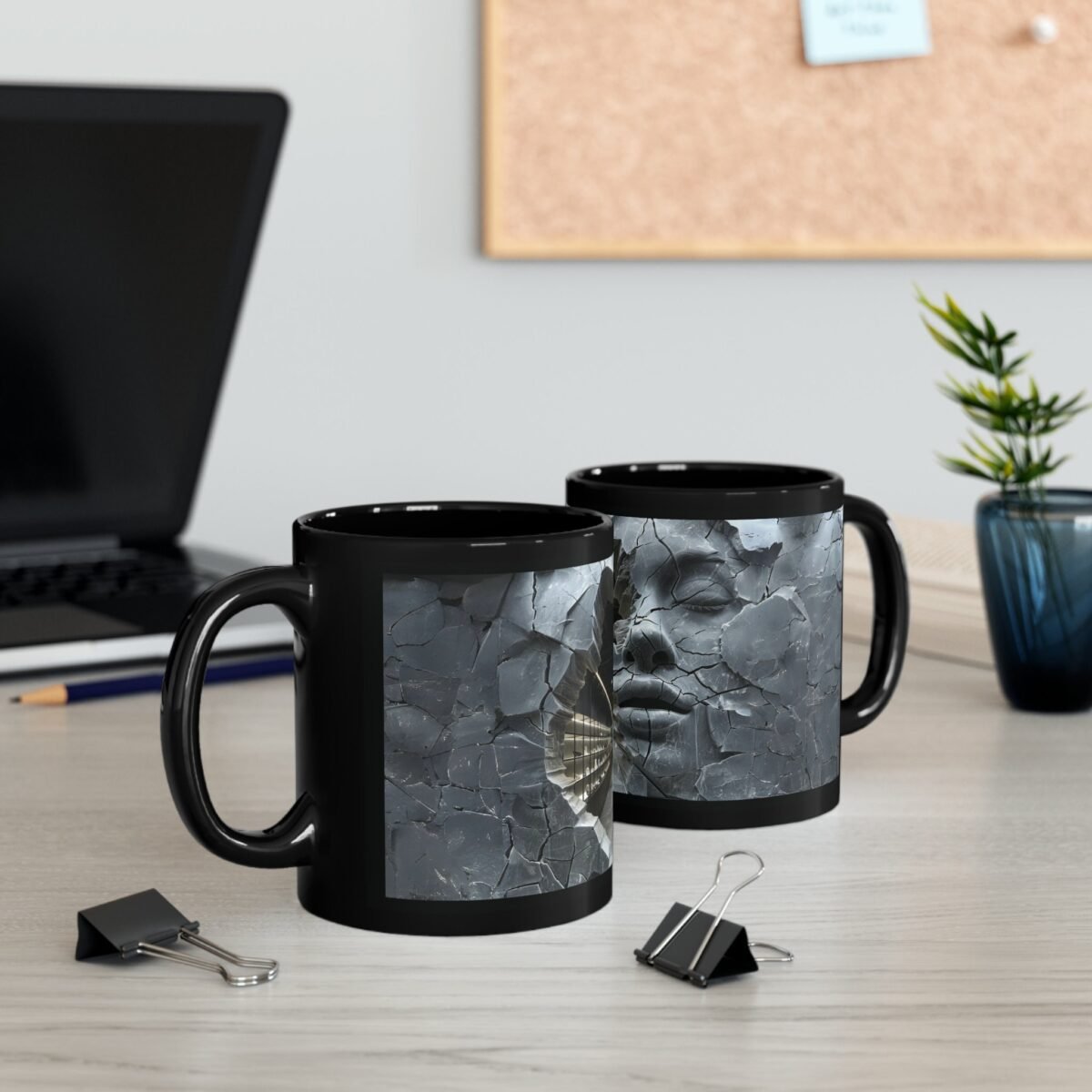 Shattered Reality Unveiled Modern Dark Aesthetic Art Piece Mug - 7