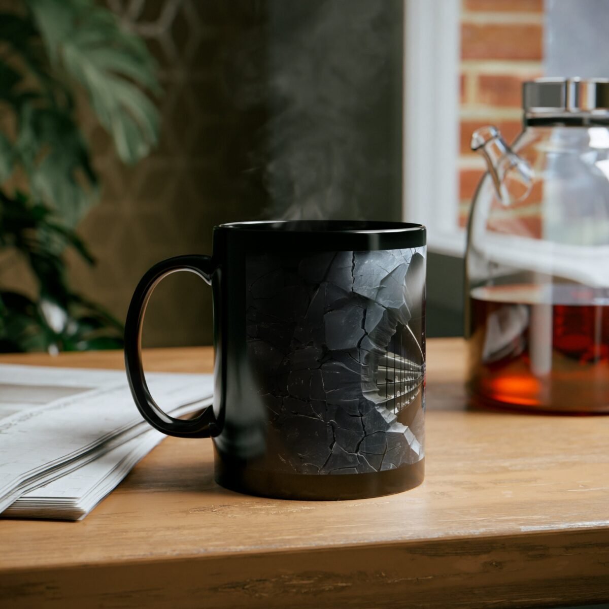 Shattered Reality Unveiled Modern Dark Aesthetic Art Piece Mug - 8