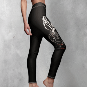 Skeletal hands offering starlight a morbidly magical witchy gift leggings - 1