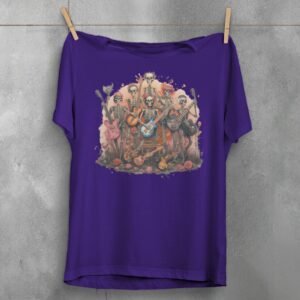 Skeleton band plays on in a beautiful rose garden T-shirt - 5