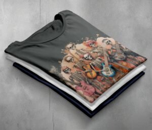 Skeleton band plays on in a beautiful rose garden T-shirt - 7