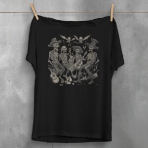 Skeleton band serenade after midnight skeleton gothic musician t-shirt - 1