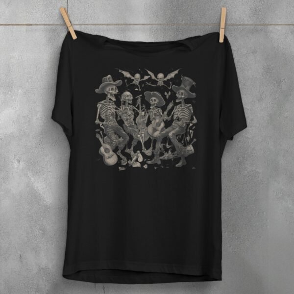 Skeleton band serenade after midnight skeleton gothic musician t-shirt - 1