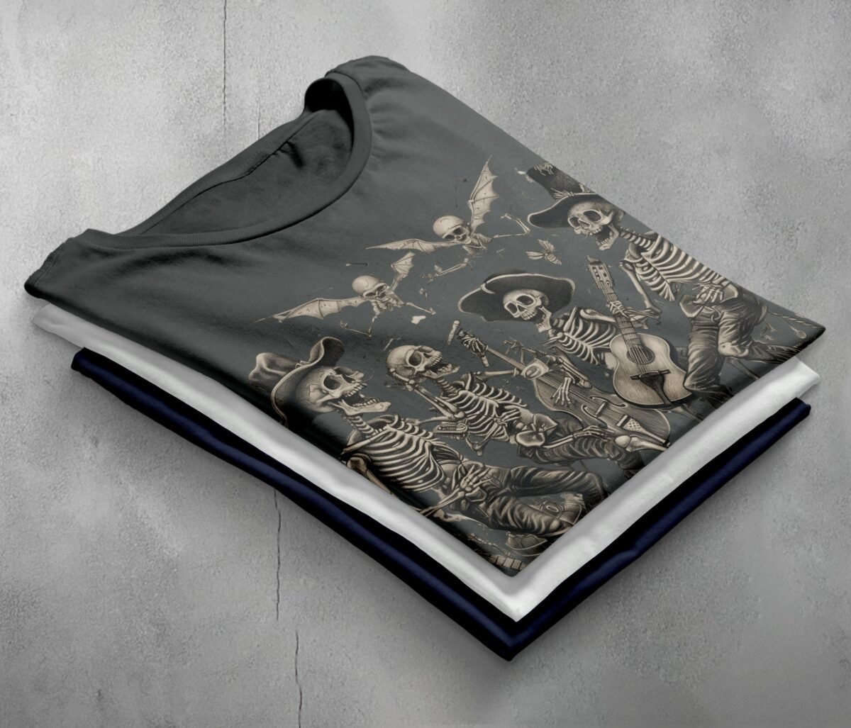 Skeleton band serenade after midnight skeleton gothic musician t-shirt - 7