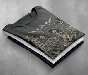 Skeleton band serenade after midnight skeleton gothic musician t-shirt - 7