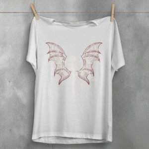 Skeleton with Bat Wings Gothic Style Death Art T-Shirt - 2