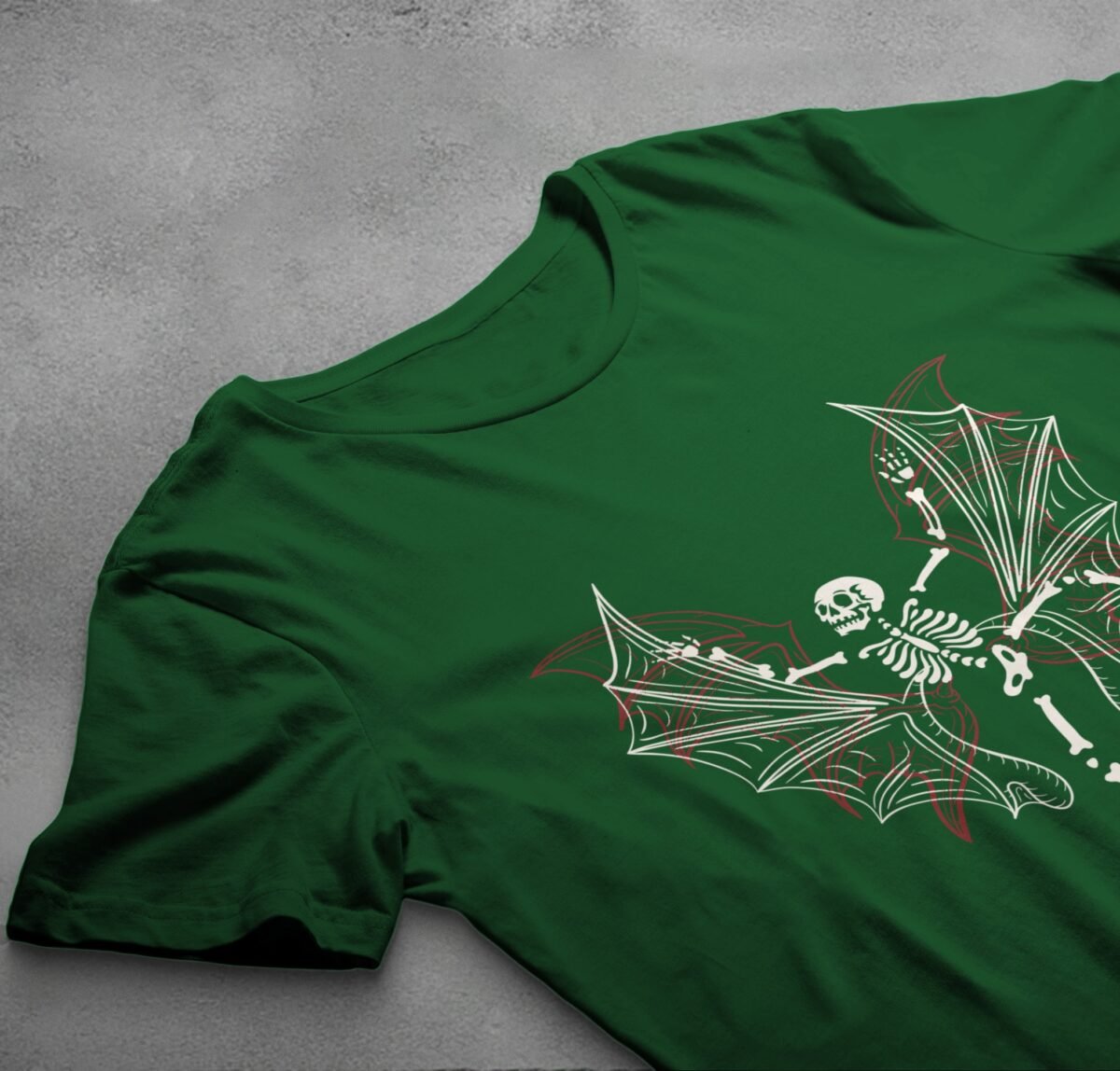 Skeleton with Bat Wings Gothic Style Death Art T-Shirt - 6