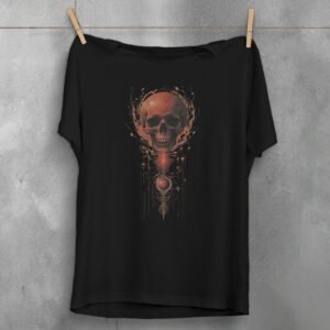 skeleton celestial sphere dark energy gothic themed artistic t-shirt design, variation 1