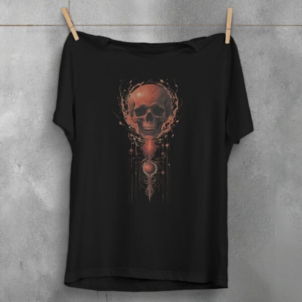 skeleton celestial sphere dark energy gothic themed artistic t-shirt design, variation 1