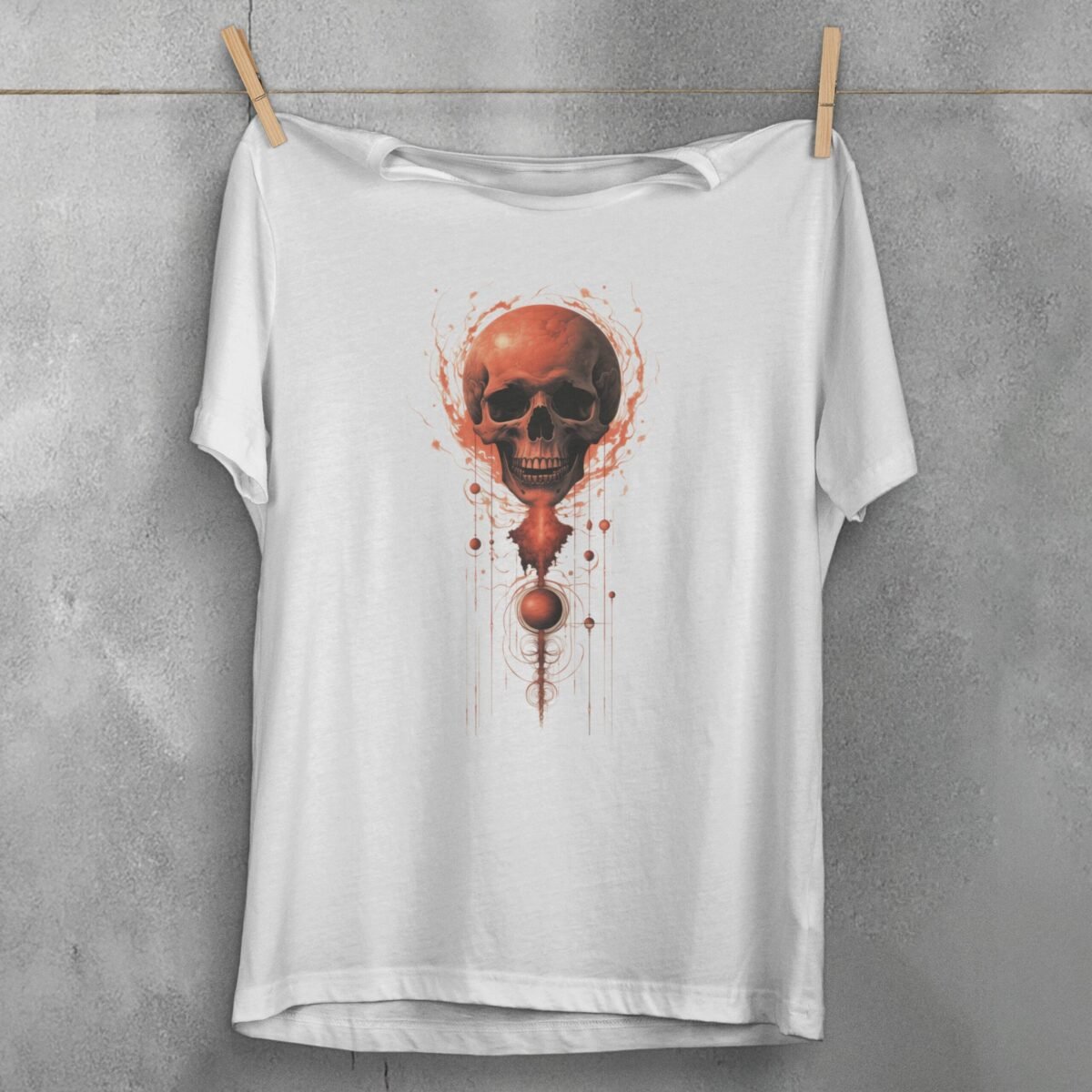 skeleton celestial sphere dark energy gothic themed artistic t-shirt design, variation 2