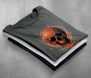 skeleton celestial sphere dark energy gothic themed artistic t-shirt design, variation 7