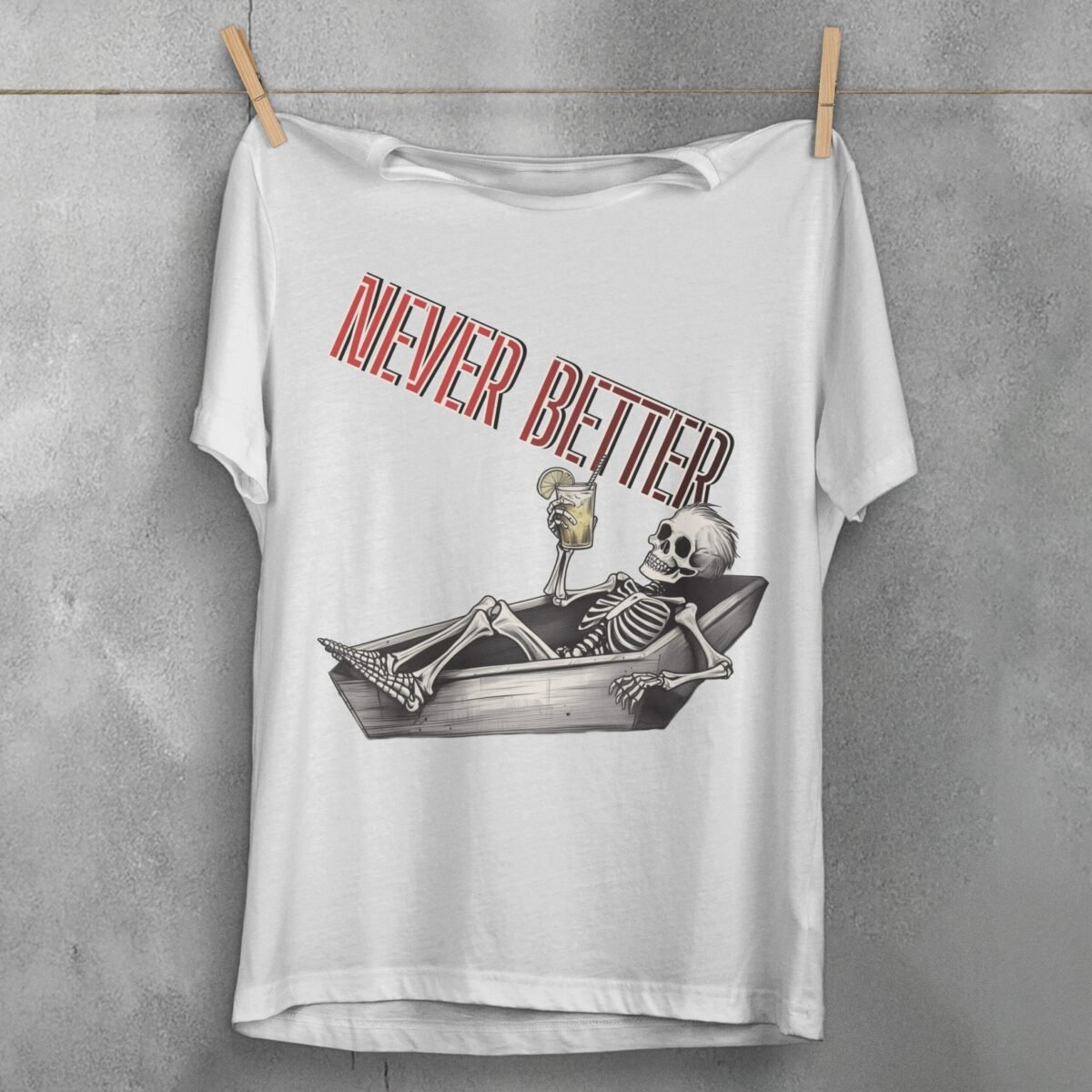 Skeleton chilling cocktail enjoying life after death relaxed mood t-shirt - 2