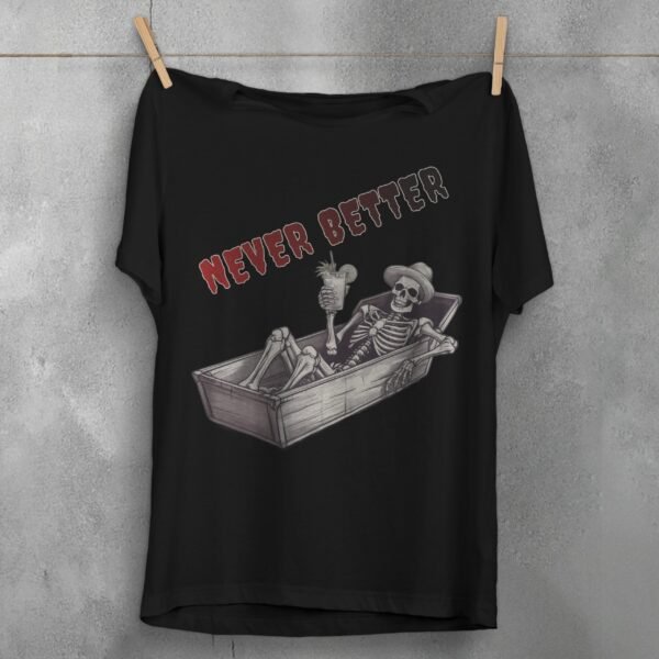 skeleton chilling coffin cocktail summer vibe t-shirt design, variation 1