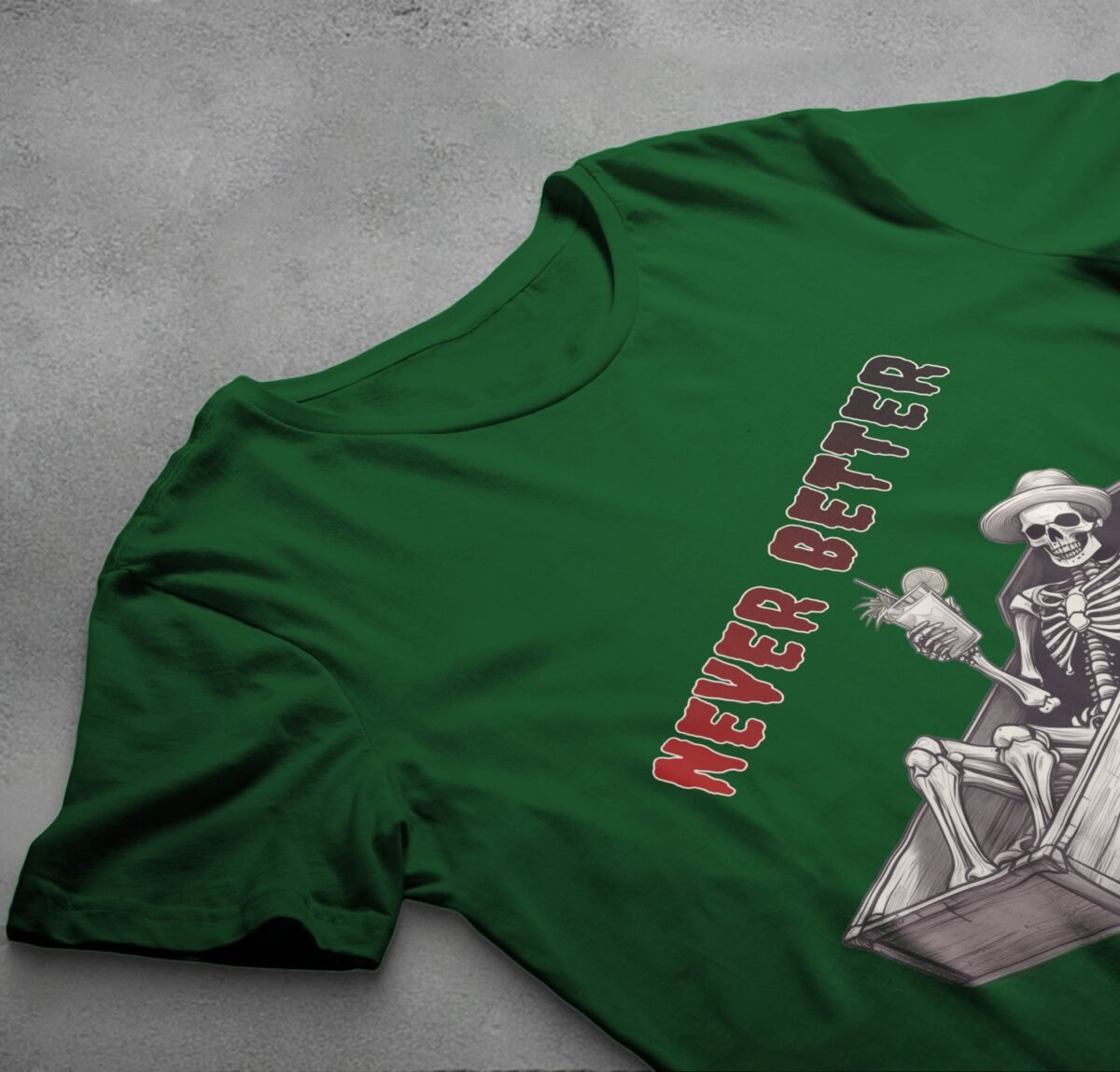 skeleton chilling coffin cocktail summer vibe t-shirt design, variation 6