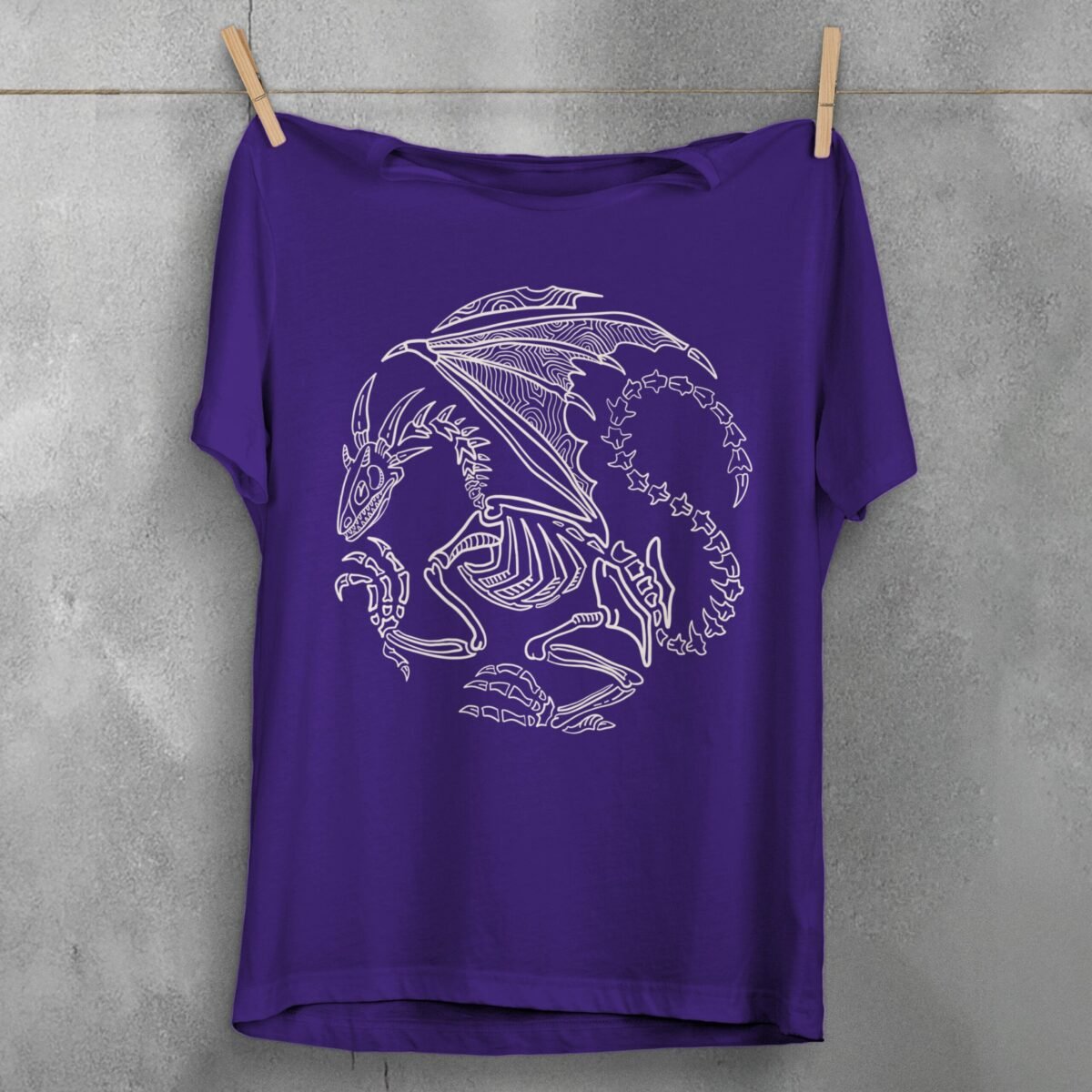 skeleton dragon bone spirit ancient mythic dark art t-shirt design, variation 5