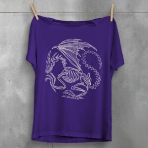 skeleton dragon bone spirit ancient mythic dark art t-shirt design, variation 5