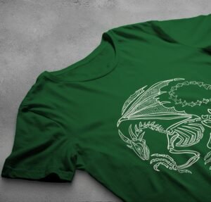 skeleton dragon bone spirit ancient mythic dark art t-shirt design, variation 6