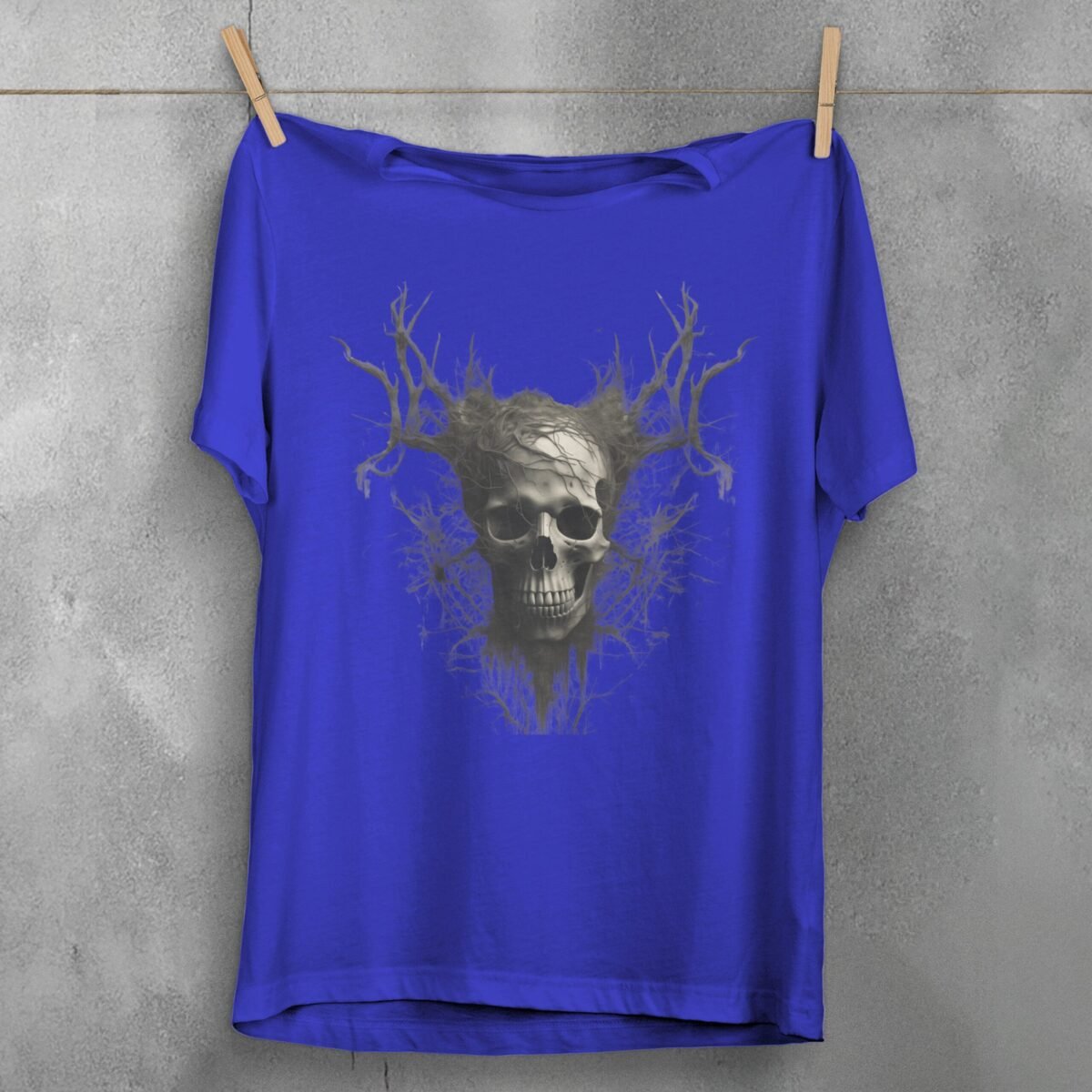 Skeleton emerging nature dark forest style graphic design t-shirt - 3