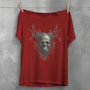 Skeleton emerging nature dark forest style graphic design t-shirt - 4