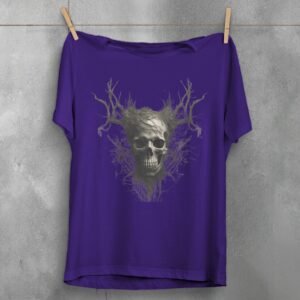Skeleton emerging nature dark forest style graphic design t-shirt - 5
