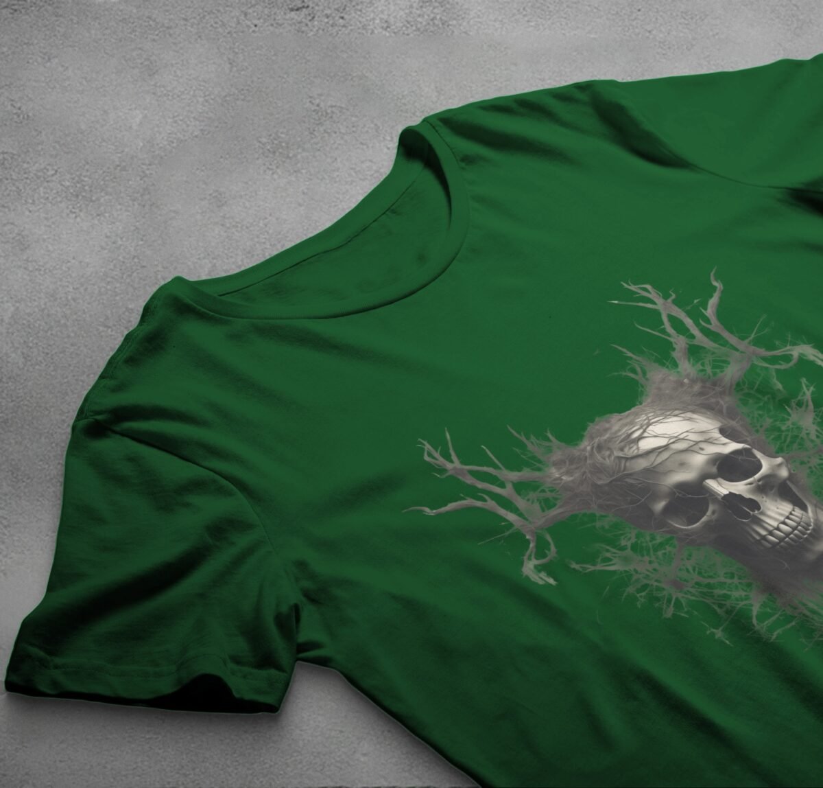 Skeleton emerging nature dark forest style graphic design t-shirt - 6