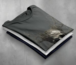 Skeleton emerging nature dark forest style graphic design t-shirt - 7