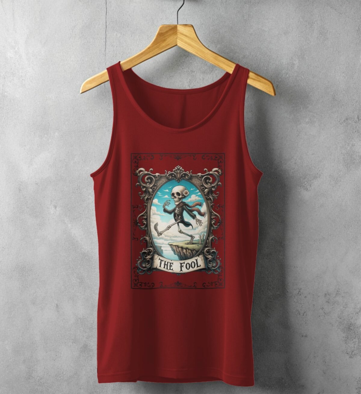 skeleton fool tarot card innocent soul artistic design tank top design, variation 3