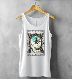 skeleton fool tarot card innocent soul artistic design tank top design, variation 4