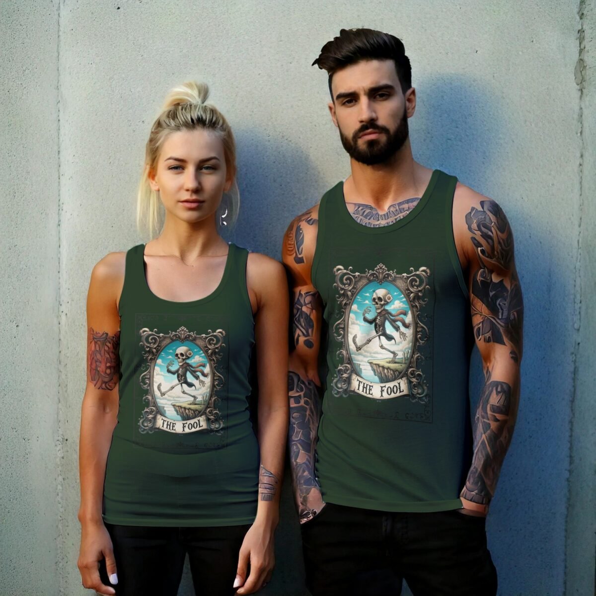 skeleton fool tarot card innocent soul artistic design tank top design, variation 6