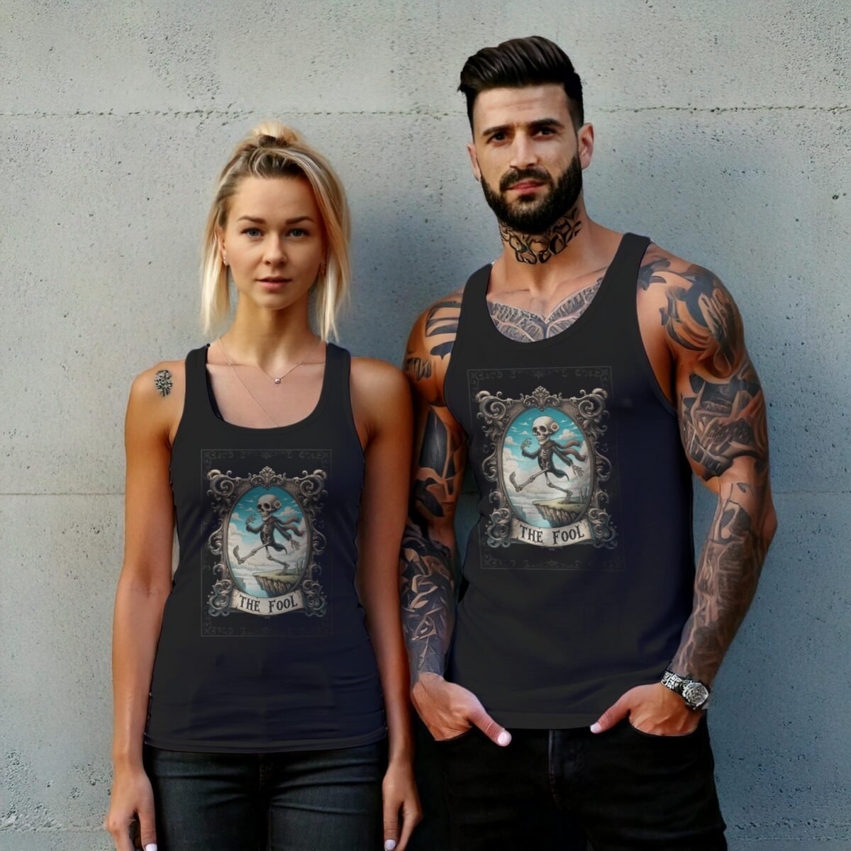 skeleton fool tarot card innocent soul artistic design tank top design, variation 7