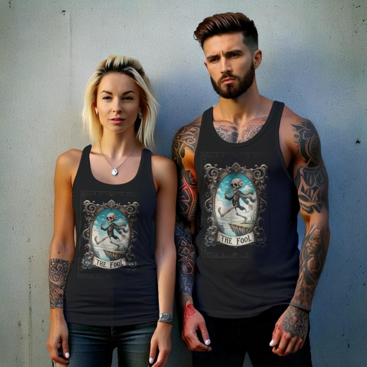 skeleton fool tarot card innocent soul artistic design tank top design, variation 9