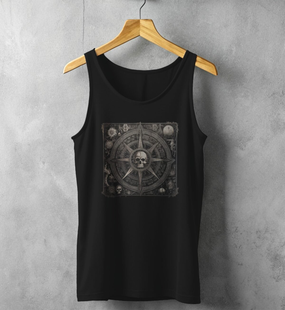 skeleton grim stars mystical navigation vintage grimoire design tank design, variation 1