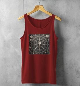 skeleton grim stars mystical navigation vintage grimoire design tank design, variation 3