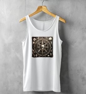 skeleton grim stars mystical navigation vintage grimoire design tank design, variation 4