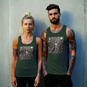 skeleton grim stars mystical navigation vintage grimoire design tank design, variation 6