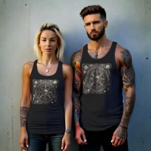 skeleton grim stars mystical navigation vintage grimoire design tank design, variation 9