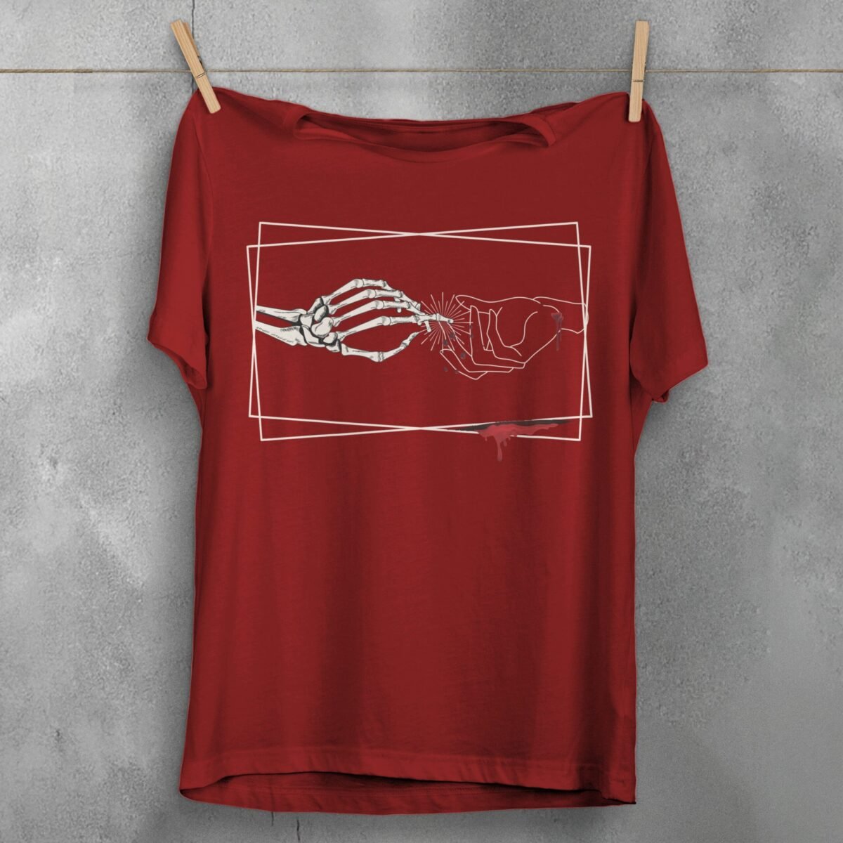 skeleton hand exchange piercing blood gothic pagan witchy t-shirt design, variation 4