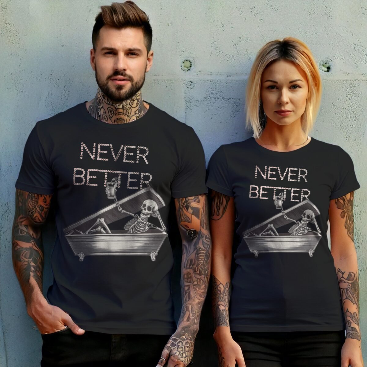 Skeleton Never Better Coffin Relaxing Cocktail Artistic Gothic Cool t-shirt - 10